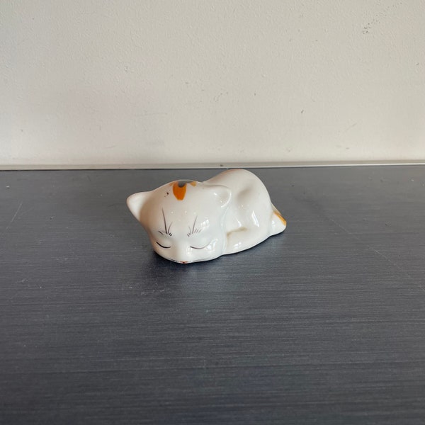 Vintage Ginger and White Cat Figurine