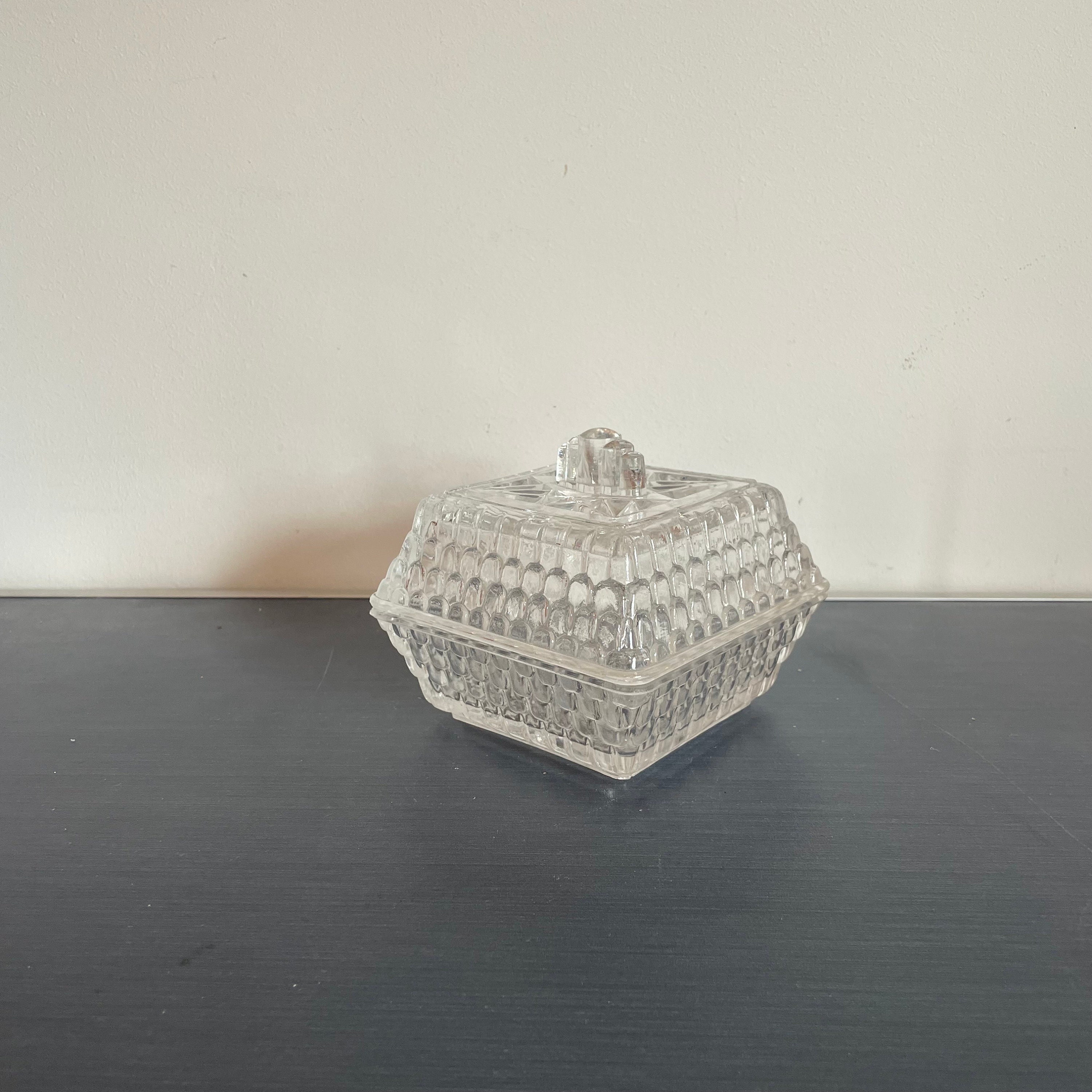 crystal cigarette box Vintage Heavy Lead Crystal Glass Cigarette Box