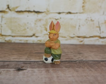 Vintage Football Rabbit Figurine