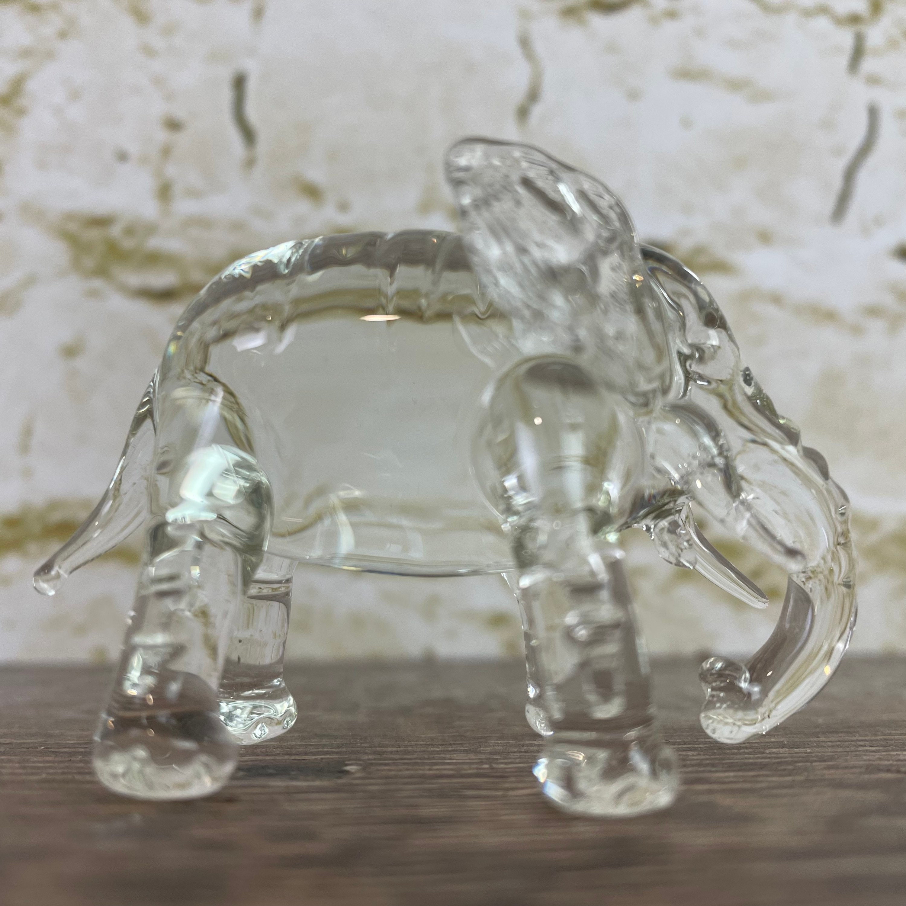 Vintage Glass Elephant Figurine Etsy