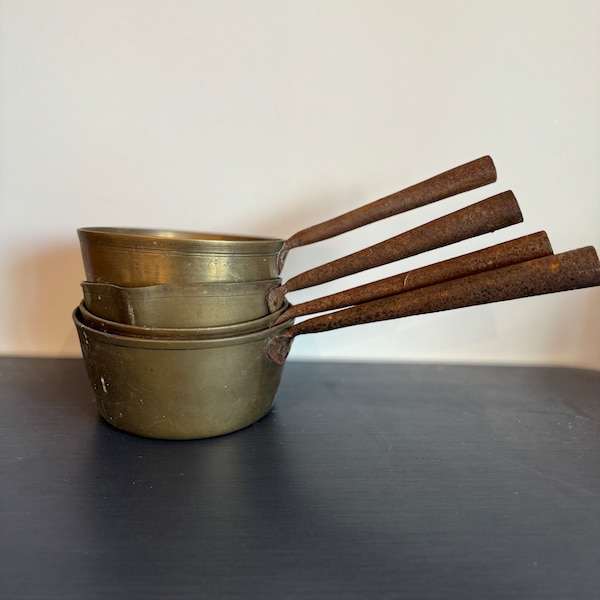 Heavy Victorian Antique  Brass Pans