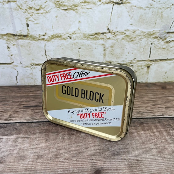 50g tobacco tin Vintage Tobacco Tin Gold Block