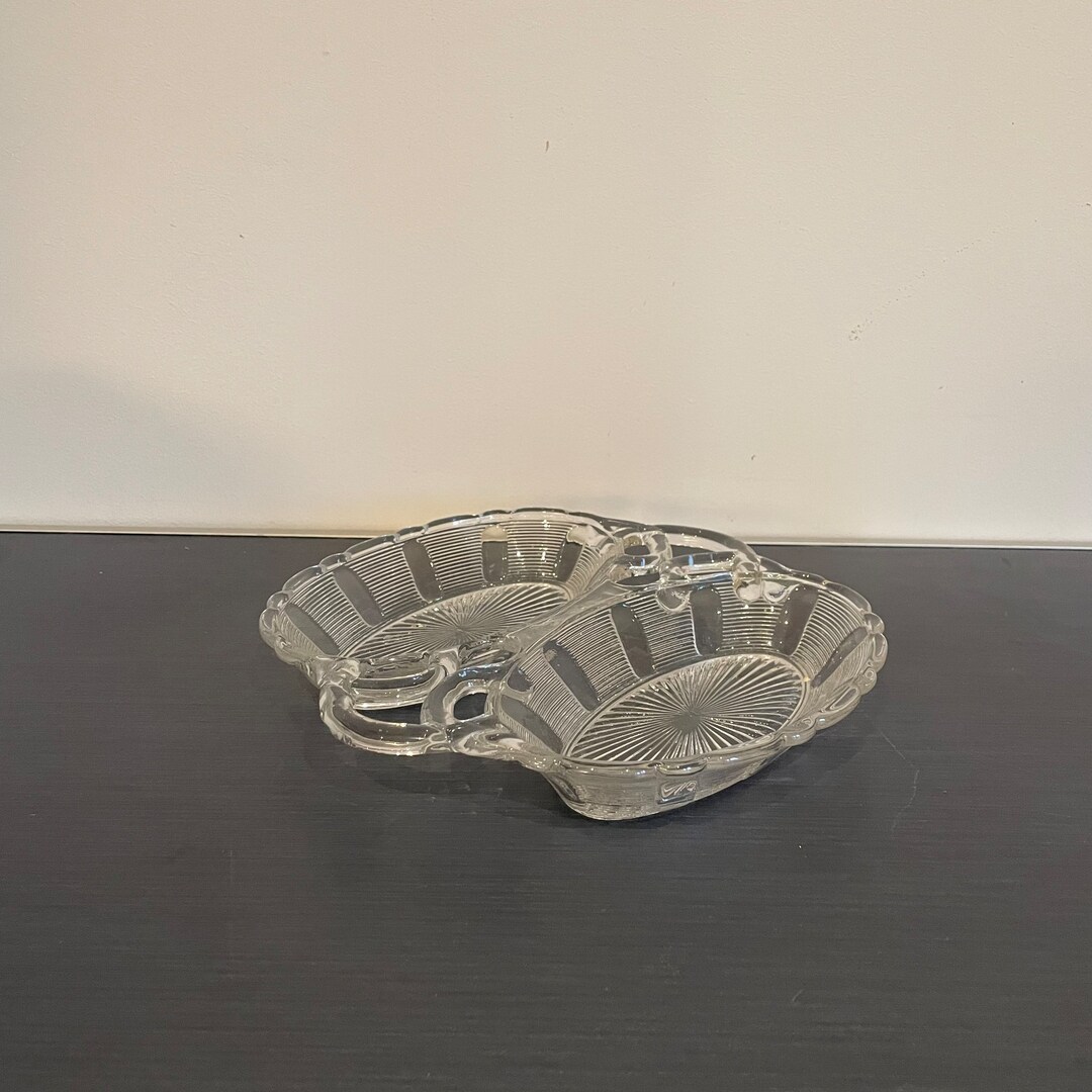 Vintage Glass Snack Dish Etsy