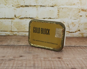 Vintage Tobacco Tin Gold Block