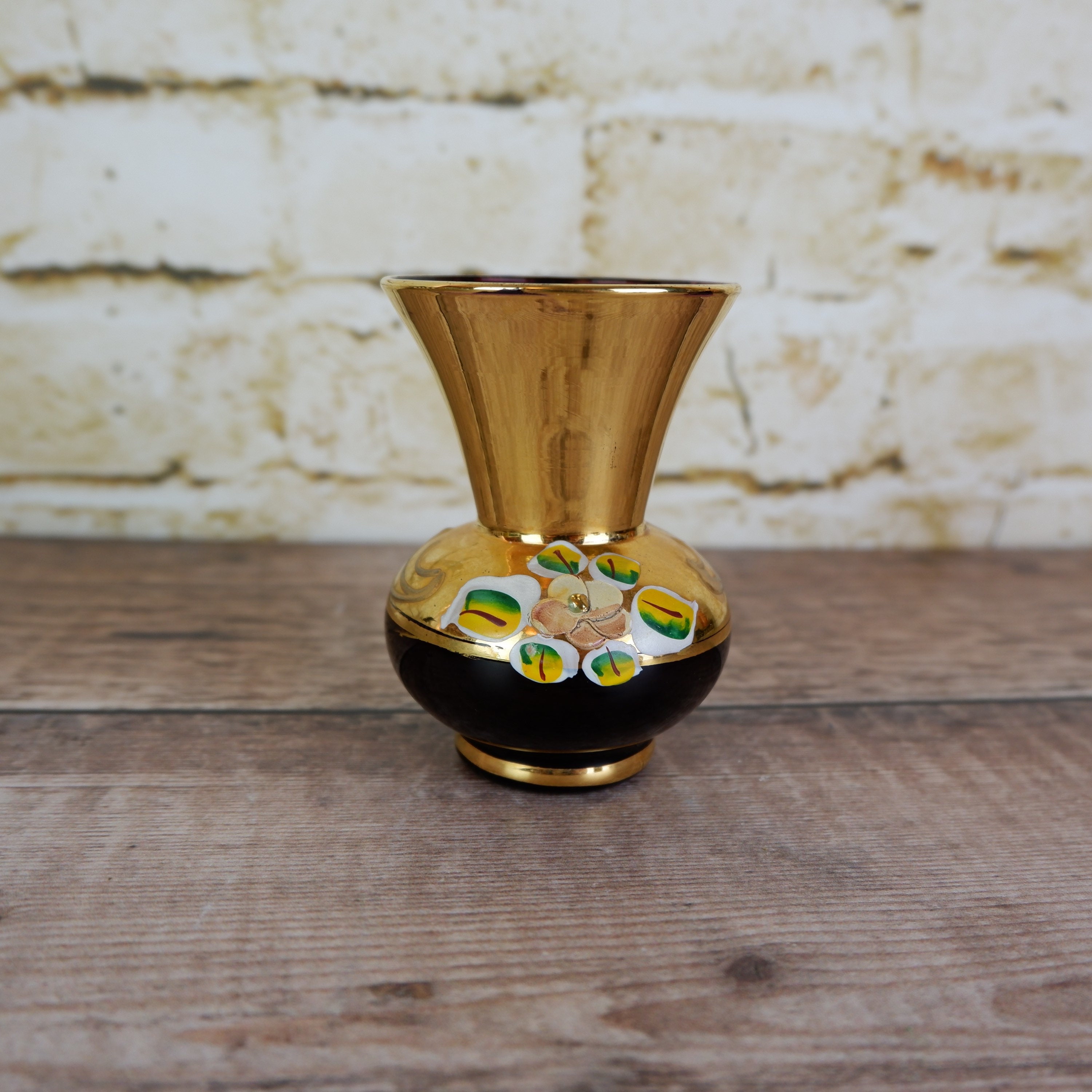 Vintage Red and Gold Glass Vase Etsy UK