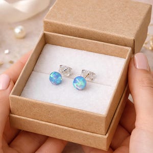 Pair of Opal Stud Earrings Sister Birthday Gift