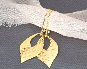Leaf Dangling Earring, Antique Greek Zeus Earrings, Roman Gold Earrings, Handmade Jewelry Gift