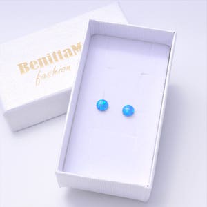 Opal Earrings, Opal Stud Earrings, Blue Opal Stud Earrings, White Opal Stud Earrings, Blue Opal Earrings ,Stud Earrings ,Opal Stud Earrings 画像 8