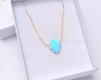 Hand of Fatima Necklace, Hamsa Choker Necklace, Hand Choker,  Turquoise Gem Stone