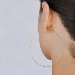 Hoop Earrings, Gold Hoop Earrings, Large Earrings, 14K Gold Filled Hoops, XL Hoops,  Simple Hoops, Large Hoops, Thin Hoops, Lightweight