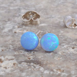 Opal Earrings, Opal Stud Earrings, Blue Opal Stud Earrings, White Opal Stud Earrings, Blue Opal Earrings ,Stud Earrings ,Opal Stud Earrings 画像 1