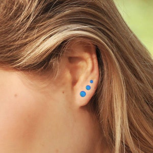 Opal Earrings, Opal Stud Earrings, Blue Opal Stud Earrings, Blue Opal Earrings ,Stud Earrings ,Opal Stud Earrings image 3