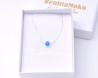 Dainty Opal Necklace - Dot Necklace - Ball Necklace