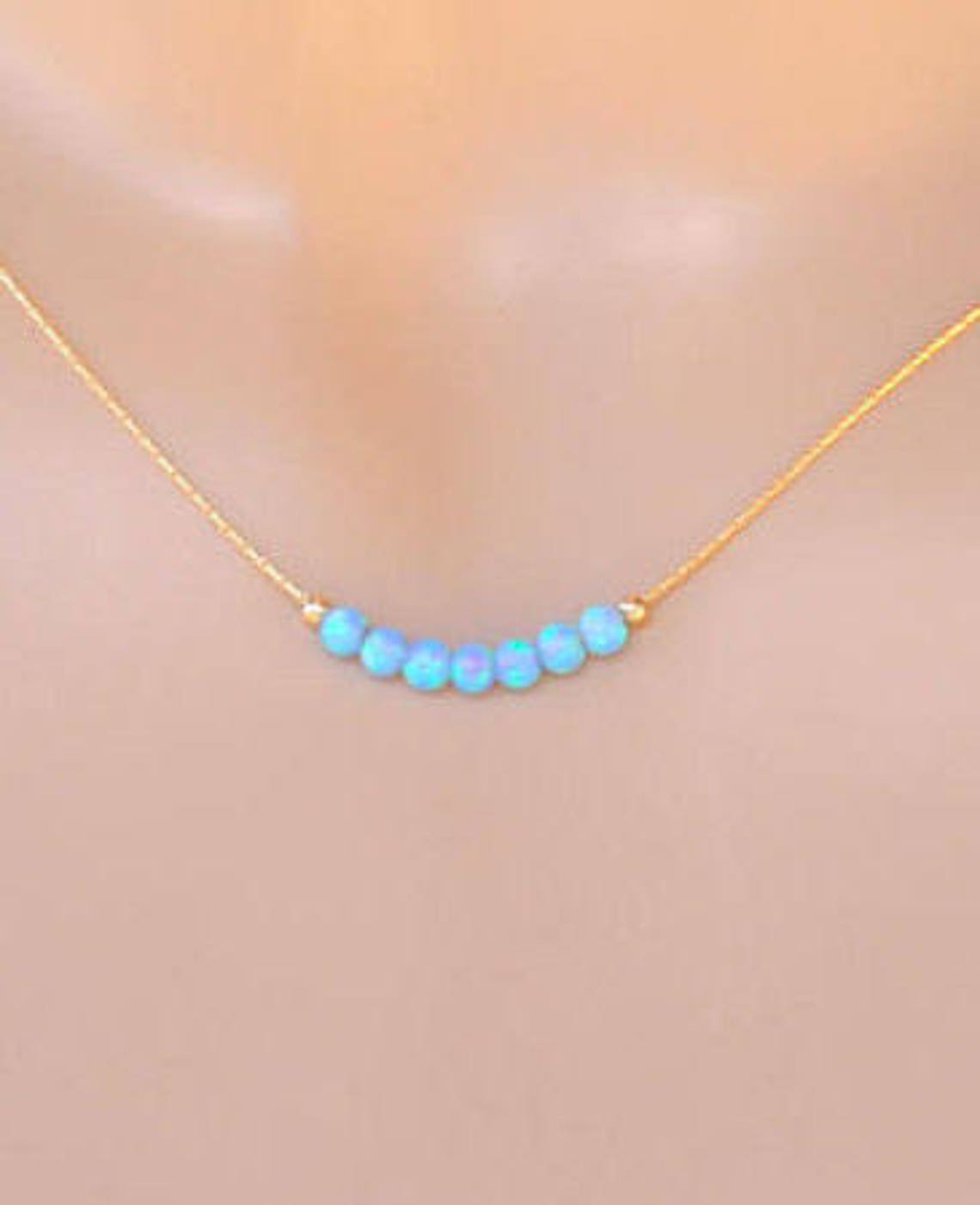 CHRISTMAS SALE Opal Necklace Ball Necklace Blue Opal Bead Etsy