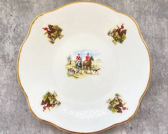 Assiette plate de 9 po. Vtg Royal Tara en porcelaine fine Galway Irlande, scène de chasse