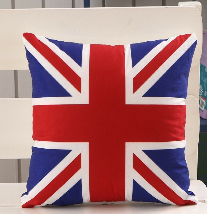 17 x 17 Inch Retro Union Jack Cushion Cover Linen Material Etsy