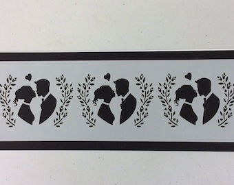 Lovers Cake Side Stencil.