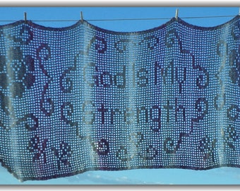 God Is My Strength Prayer Shawl, Filet Crochet Pattern (Digital PDF)