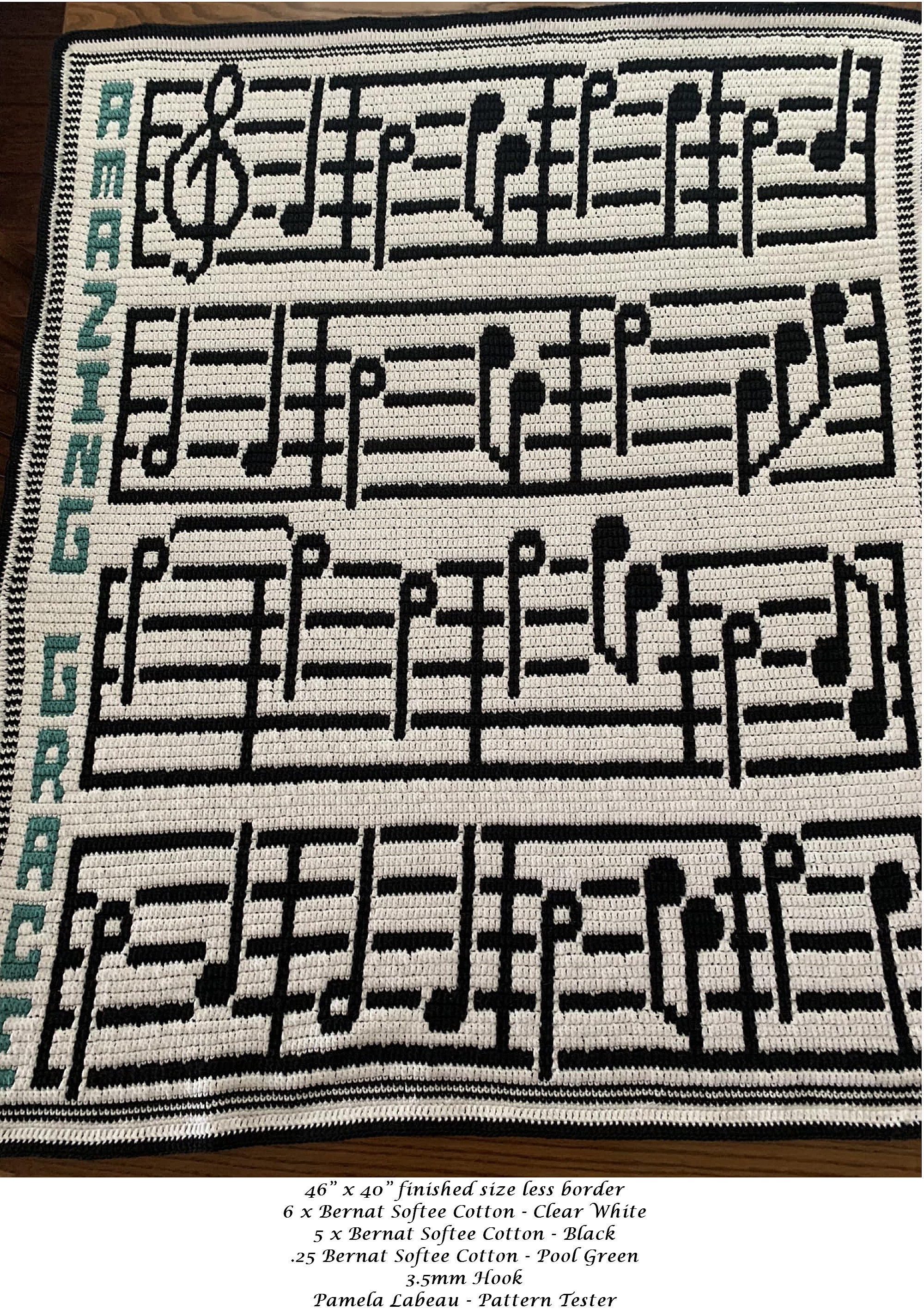 Amazing Grace Music Sheet Overlay Mosaic Crochet Pattern & Chart ...