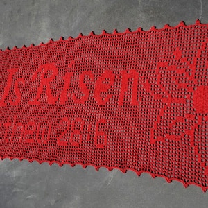 He Is Risen Table Runner Filet Crochet Pattern & Charts, Easter, Christian Theme, Inspirational Table Runner, Crochet Thread Design