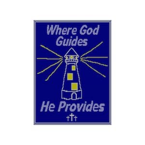Crochet Pattern Color Chart PDF Instant download Where God guides He provides Full Size Blanket Christian Theme Single and Tunisian Crochet
