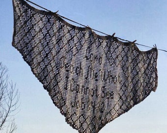 Filet Crochet Prayer Shawl Pattern, Inspirational Christian Theme (PDF Pattern)