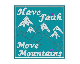 PDF Instant download,  Have Faith Move Mountains Crochet Full Size Blanket Pattern, Christian Theme, Color Chart  Single & Tunisian Crochet