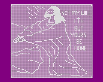 Not My Will Filet Crochet Wall Decor or Table Topper Pattern and Charts, Christian Theme Crochet, Instant PDF Digital Download, Instructions