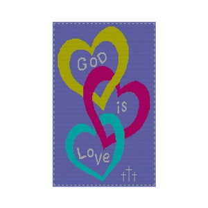 God Is Love Crochet Afghan Pattern and Charts, Tunisian or Single Crochet Pattern, Instant Digital Download Pattern Only, Christian Theme