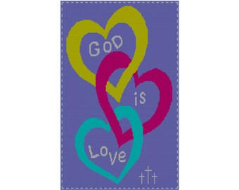 God Is Love Crochet Afghan Pattern and Charts, Tunisian or Single Crochet Pattern, Instant Digital Download Pattern Only, Christian Theme