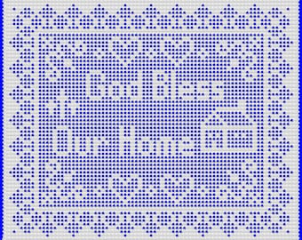 Filet Crochet Pattern Dining Table Toppers, Christian Theme, Instant PDF download, Filet Chart Pattern God Bless Our Home 2 patterns in one