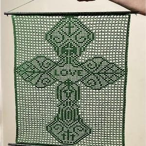 Infinite Love - Filet Crochet Pattern and Charts, Cross, Crucifix, Christian Theme, Wall Decor, Table Topper, Curtain Written Instructions,