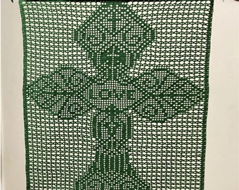 Infinite Love - Filet Crochet Pattern and Charts, Cross, Crucifix, Christian Theme, Wall Decor, Table Topper, Curtain Written Instructions,