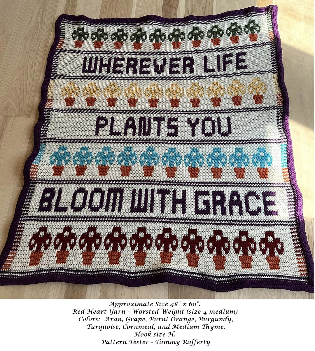 Wherever Life Plants You Bloom With Grace Lapghan, Throw, Blanket