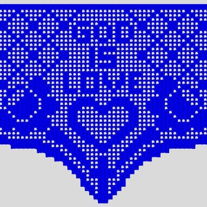 May include: Blue crochet lace doily with a heart design in the centre.