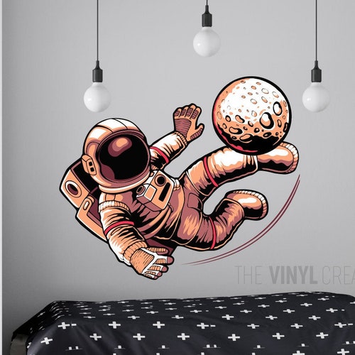Full Colour Astronaut Wall Decal Floating Spaceman Wall Etsy