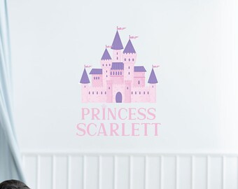 Vinilo decorativo personalizado de princesa para la pared, decoración para la habitación de niñas, nombre de princesa, dormitorio de niñas, arte de pared para la sala de juegos, pegatinas de pared con nombre para niñas