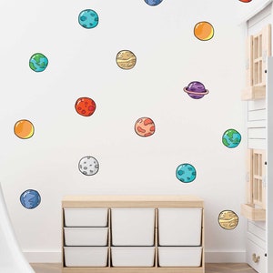 Planet Stickers , Space Nursey , Space Stickers , Removable Peel And Stick , Solar System Wall Decals , Kid's Wall Art , Space Wall Decor