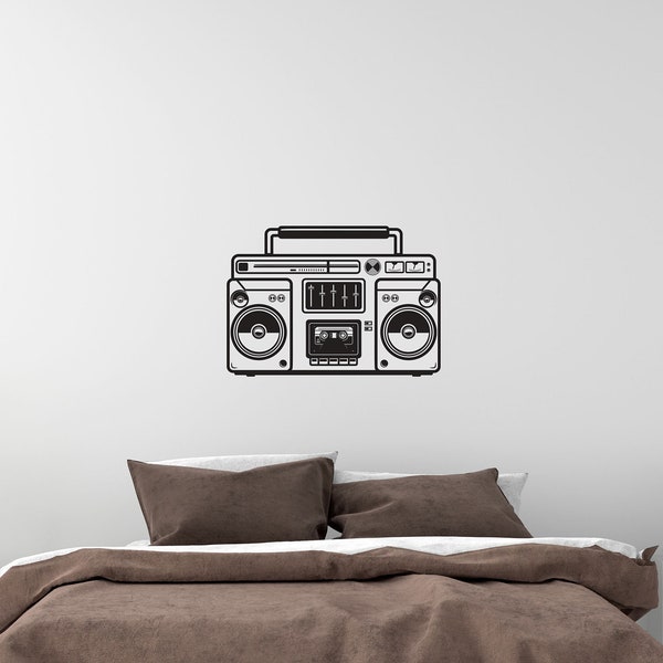 Boombox Wall Art - Regalos Boombox - Decoración de pared vintage - Calcomanía de pared musical - Regalos de DJ - Regalos de músicos - TheVinylCreations -