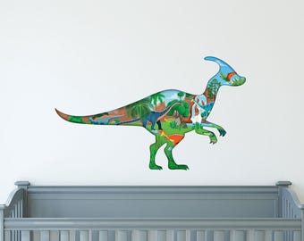 Adesivo murale con dinosauro colorato - Decorazione murale per cameretta dei ragazzi / Adesivo a tema dinosauro per la sala giochi dei bambini - TheVinylCreations