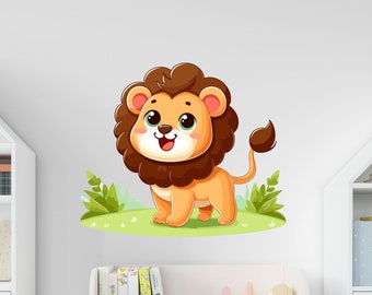 Lion Wall Sticker , Cute Nursery Decor , Jungle Theme Bedroom , Lion Wall Art For Kids Room , Safari Nursery , Lion - TheVinylCreations -