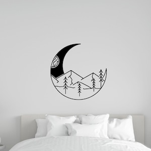 Moon Wall Decal - Wanderlust Home Decor - Mountain Wall Decal - Camping moWall Art - TheVinylCreations - Bedroom Wall Stickers