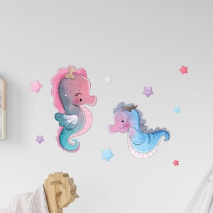 Sea Horse Wall Art , Removable Peel And Stick , Extra Large Ocean Wall Decals , Kids Nursery Wall Stickers - TheVinylCreations