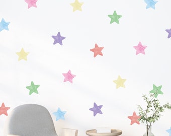 Étoiles aquarelles, Stickers muraux étoiles pastel, Décoration murale pour chambre de bébé, Stickers salle de jeux, Art mural enfant - TheVinylCreations