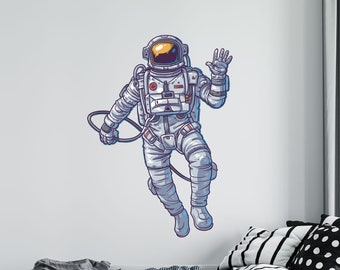 Astronaut Waving hello Happy Earth Vinyl Wall Decal Decor High Quality Sticker