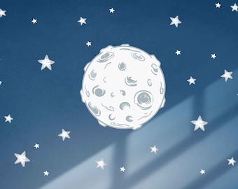 Moon With Stars , Moon Wall Decal - Coloured Wall Art - Nursery Decor - TheVinylCreations