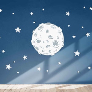 Moon With Stars , Moon Wall Decal - Coloured Wall Art - Nursery Decor - TheVinylCreations