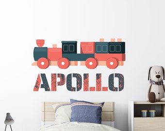 XLarge Personalized Train Wall Sticker, Boys Name Wall Art, Kids Wall Decor, Playroom Wall Sign, Boys Bedroom Decor, Personalised Train Gift