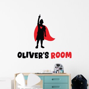 Superhero Wall Decal - Personalised Superhero Wall Sticker - Name Wall Sign - Boys Bedroom Wall Art - Superhero Theme Room Decor - Nursery