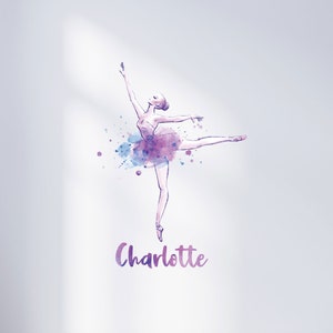 Tänzerin Geschenk, personalisierte Ballerina Wandkunst, personalisiertes Geschenk für sie, Mädchen Raumdekor, maßgeschneiderte Wandtattoo, Tanz Wandaufkleber